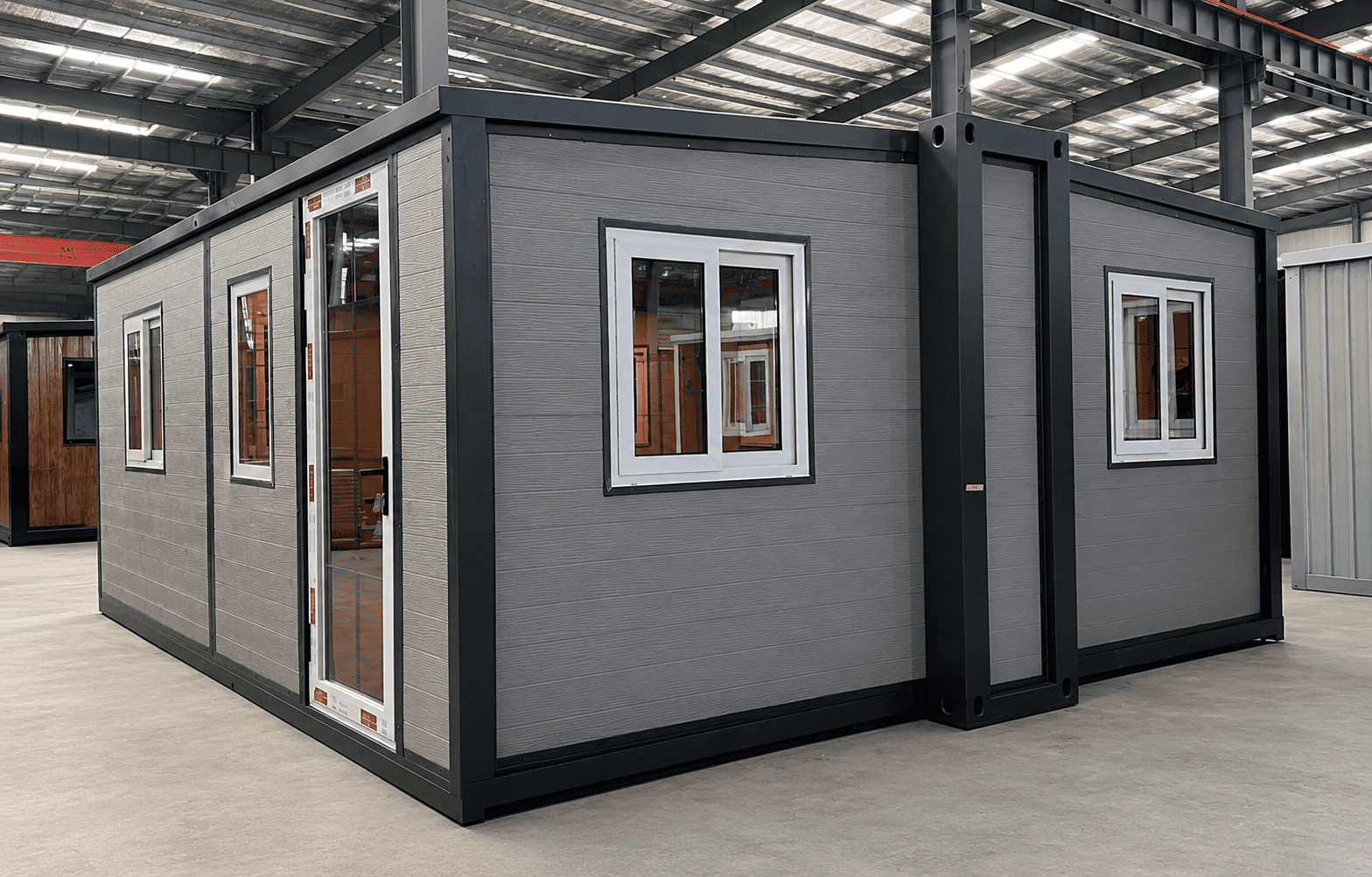Casa Box 20ft F700 Rumah Kontena Boleh Dibesarkan | Pod Pejabat Kelabu Kontemporari